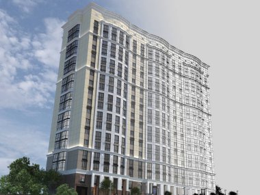 3d modern yüksek doğmak 3D çizim oluşturma