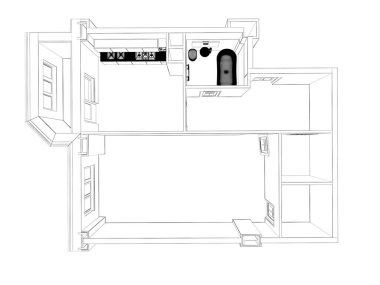 3D render izole bir şekilde döşenmiş ev daire