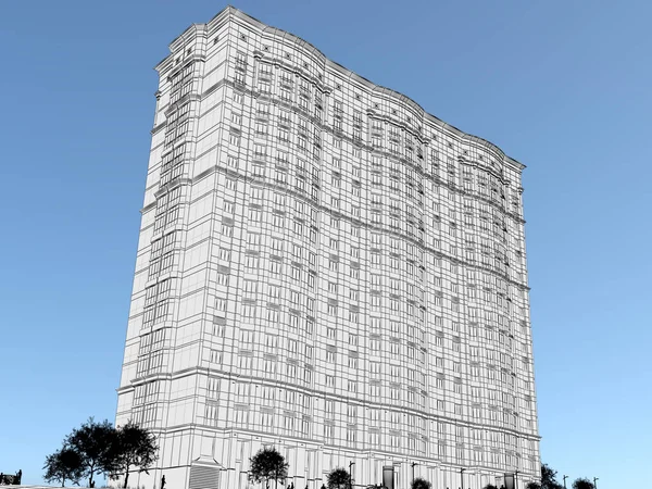 3d clădire modernă de înaltă creștere ilustrație 3D — Fotografie, imagine de stoc