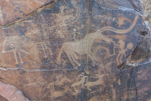 Os antigos Petroglifos em Tamgaly Tash no Cazaquistão — Fotografia de Stock