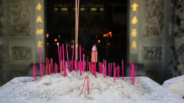 Vietnam, Hanoi - June 02: Candle smoke in a temple on June 02, 2013 in Vietnam,Hanoi. — Stock Video