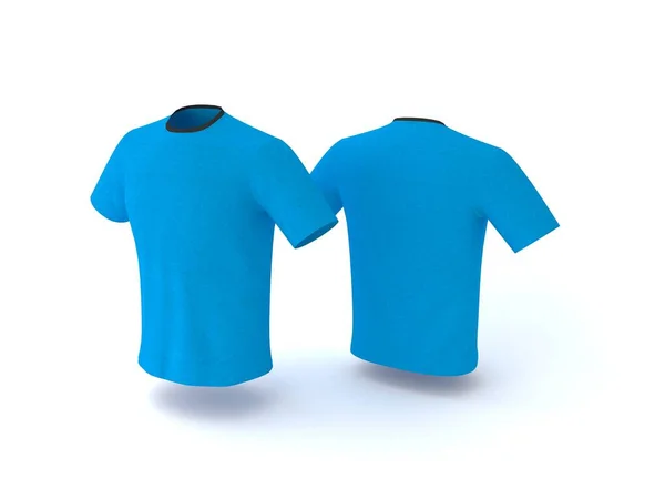 Modelo de camiseta azul, isolado em segundo plano. Mens realista T-shirt mockup 3d render — Fotografia de Stock