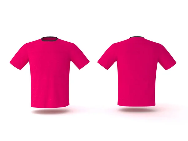 Rosa T-shirt mall, isolerad på bakgrunden. Mens realistisk T-shirt mockup 3D render. — Stockfoto