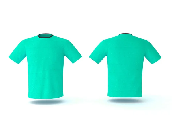 Blå T-shirt mall, isolerad på bakgrunden. Mens realistisk T-shirt mockup 3D render — Stockfoto