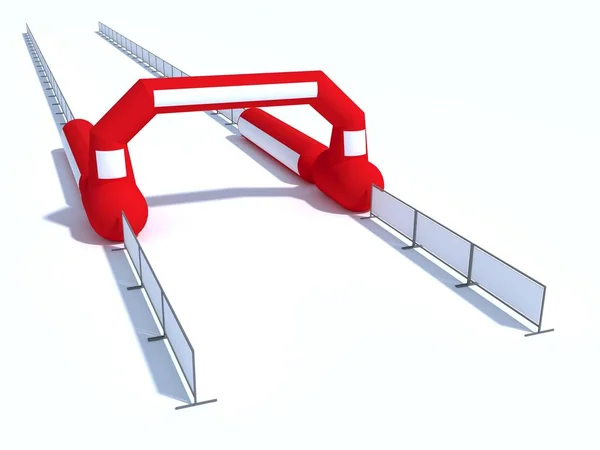 Opblaasbare start en finish lijn boog illustraties - Opblaasbare bogen geschikt voor outdoor sportevenementen 3d render Rechtenvrije Stockafbeeldingen