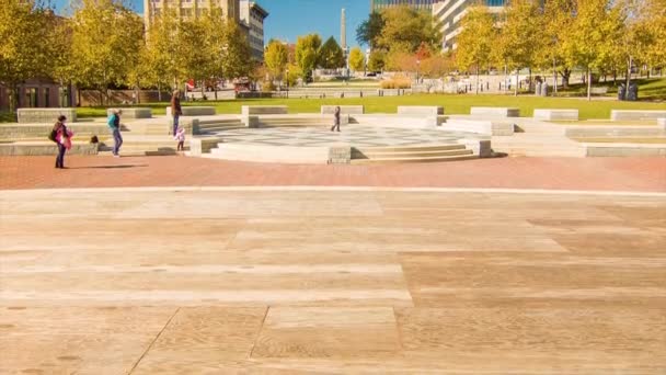 Città Asheville Una Soleggiata Mattinata Autunnale Visto Pack Square Park — Video Stock