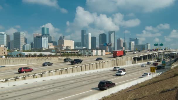 Houston Southwest Freeway Forgalom Interstate Közelében Downtown Egy Sunny Meleg — Stock videók