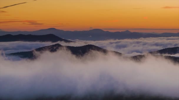 180 Graders Pan Över Tidig Morgon Landskap Majestätiska Blue Ridge — Stockvideo