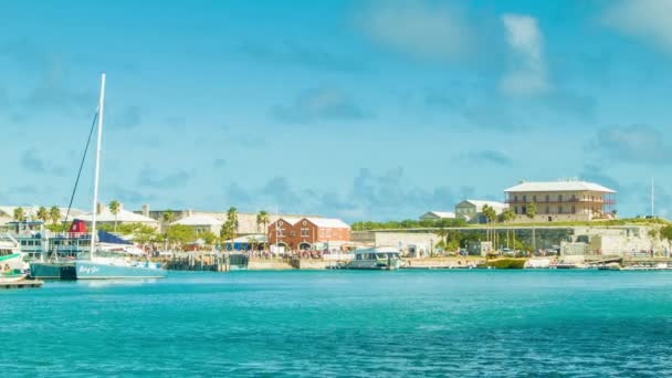 Uitzicht King Wharf Bermuda Vanaf Een Cruiseschip Een Zonnige Dag — Stockvideo