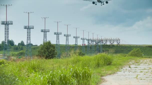 Аеропорт Остаточний Підхід Краю Злітно Посадкової Смуги Десантний Комерційний Пасажирський — стокове відео