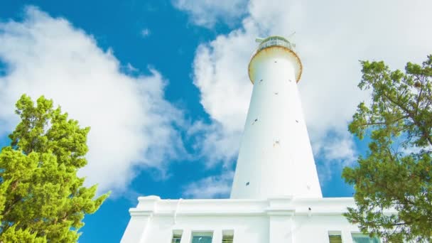 Inzoomen Vuurtoren Van Gibb Hill Met Groene Bomen Southampton Parish — Stockvideo