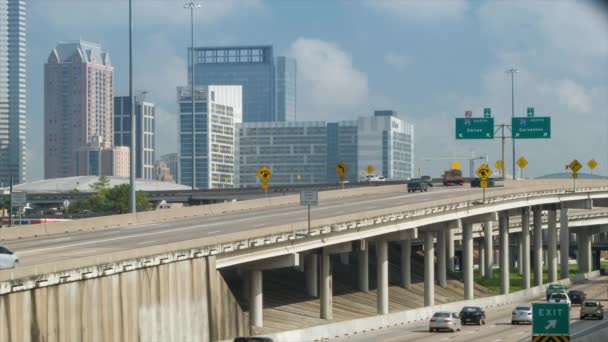 Houston Close City Freeway Trafik Interstate Skæringspunkt Med Biler Køretøjer – Stock-video