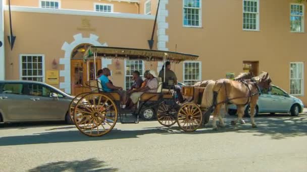 Turisti Cavallo Carrozza Attraverso Città San Giorgio Alle Bermuda — Video Stock