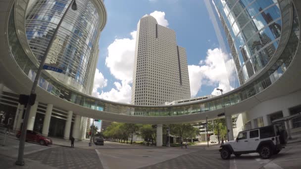 Körkörös Skywalk 1500 Louisiana Street Belvárosában Houston Texas Összekötő Épületek — Stock videók