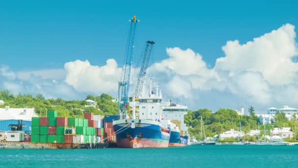 Frachtschifffahrt Auf Den Tropischen Inseln Mit Schiffen Die Hafen Von — Stockvideo