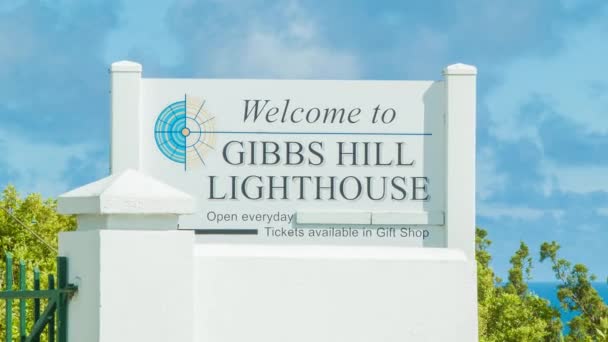 Bem Vindo Gibb Hill Lighthouse Attraction Signage Southampton Bermuda Dia — Vídeo de Stock