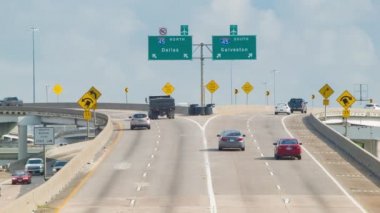 Houston Texas Interstate 45 Kuzey Güney Split At I69 288 59 Karayolu Trafik Hem Dallas ve Galveston Yönler going ile