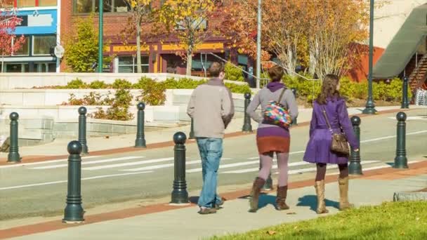 Persone Che Camminano Lungo Strada Nel Centro Asheville Una Giornata — Video Stock