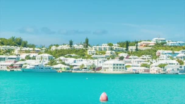 Georges Bermuda Island Paradise Com Iate Luxo Edifícios Incluindo Hotéis — Vídeo de Stock