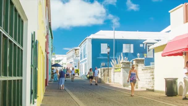 Une Scène Rue Animée George Town Bermudes Avec Des Gens — Video