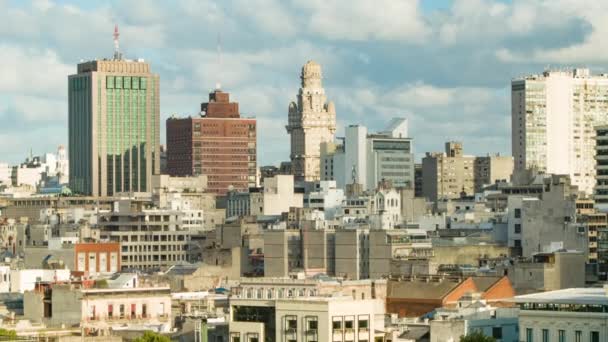 Montevideo Tall Binaları Gökdelenler Downtown Uruguay Güney Amerika Finans Hub — Stok video