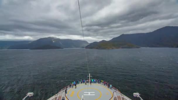 Som Crepúsculo Timelapse Frente Navio Cruzeiro Parque Nacional Nova Zelândia — Vídeo de Stock