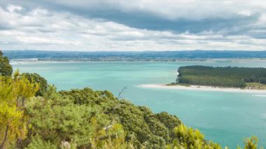 Mount Maunganui Yeni Zelanda Bolluk Bölgesi Körfezi'nde Büyük Tauranga City Doğru Görünümü