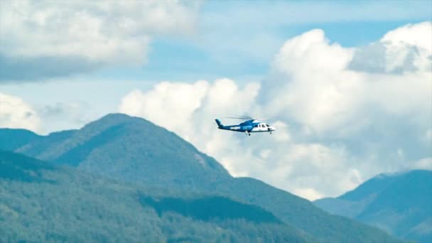 Generisk Helikopter Flyger Över Vancouver Harbour Canada Solig Dag British — Stockvideo