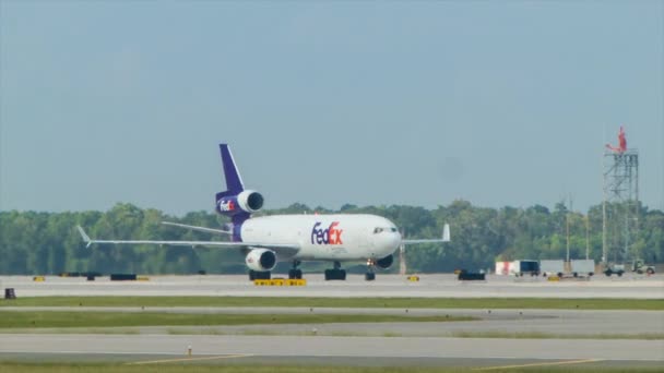Fedex Mcdonnel Douglass Boeing 11F Cargo Air Freighter Houston Airfield — Vídeos de Stock