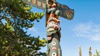 Victoria British Columbia Kanada Tarihi Totem Pole Landmark
