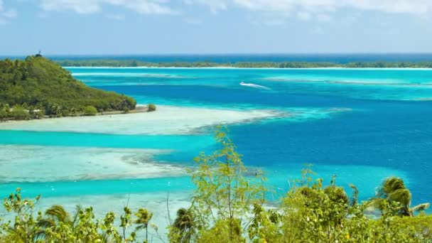 Bora Bora Prancis Polynesia Clear Water Tropical Blue Color Textures — Stok Video