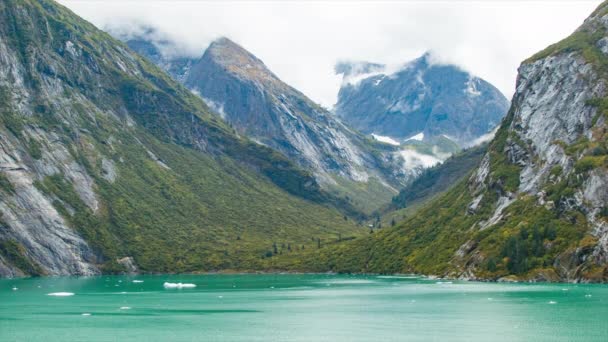 Fjordské Horské Údolí Majestic Tracy Rameno Aljašce Viděni Pohyblivé Výletní — Stock video