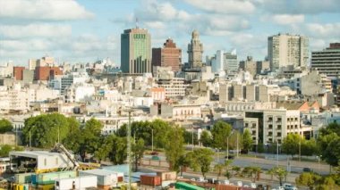 Montevideo Uruguay Geniş Panning Güney Amerika City Over Shot Kurulması