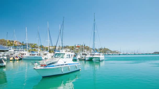 Genéricos Unmarked Boats Yachts Noum New Caledonia Tropical Port Moselle — Vídeo de Stock