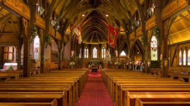 Wellington Yeni Zelanda Eski Saint Pauls Tarihi Kilisesi Ahşap İç Ziyaretçi Turistler ile