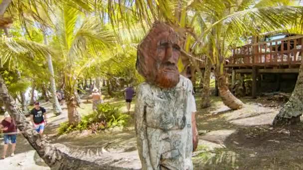 Isla Lifou Nueva Caledonia Con Una Estatua Artesanía Tribal Local — Vídeos de Stock