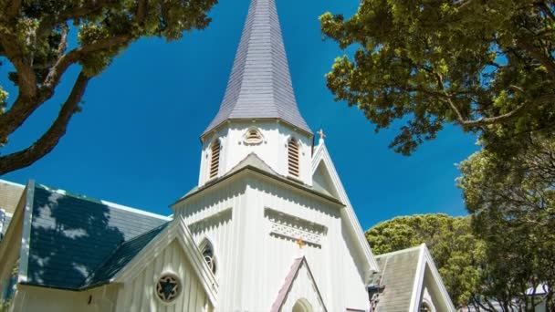 Wellington Yeni Zelanda Eski Saint Pauls Tarihi Kilise Binası Dış — Stok video