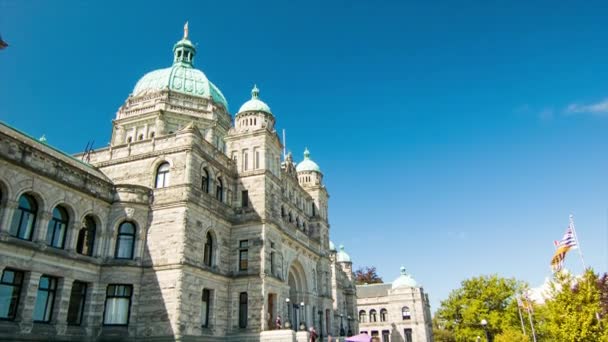 British Columbia Ustawodawca Victoria Parlament Budynki Historyczne Atrakcje Turystyczne Landmark — Wideo stockowe