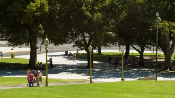 Buenos Aires Argentinas People Walking Plaza Mayo Nahaufnahme Aufgenommen Mit — Stockvideo