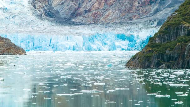 Sawyer Glacier Tracy Arm Fjord Alaska Med Detalj Blå Närbild — Stockvideo