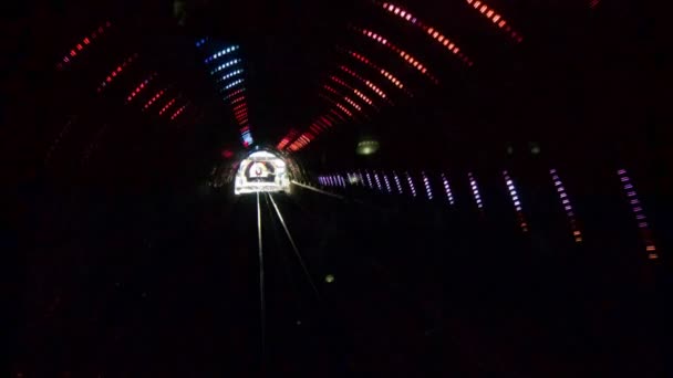 Wellington New Zealand Cable Car Tunnel Intérieur Avec Éclairage Led — Video