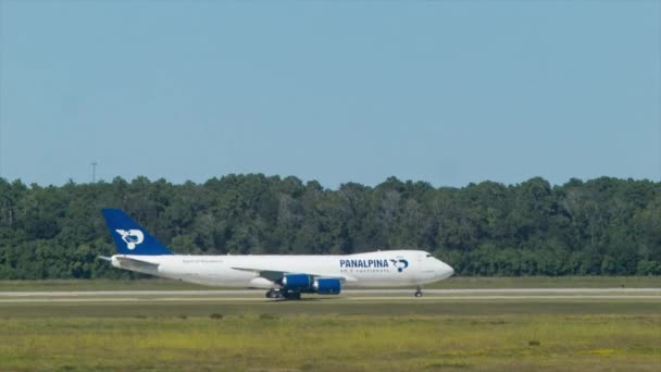 Panalpina Boeing 747 Cargo Samolot Taxiing George Bush Intercontinental Airport — Wideo stockowe