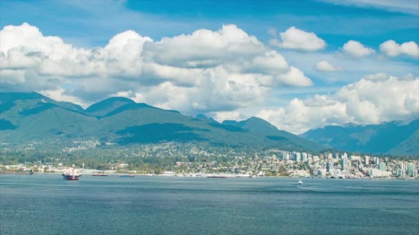 Arka Planda Dağlar Içinde Harbor Ile British Columbia Kanada Vancouver — Stok video