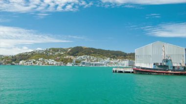 Güneşli Hava larda Queens Wharf'tan Lambton Limanı'nın Wellington Yeni Zelanda Manzarası