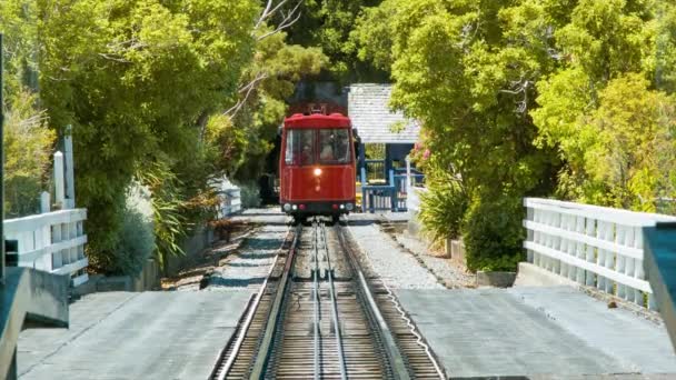 Wellington Felvonó Front View Megy Fel Track Közeledik Kelburn Station — Stock videók