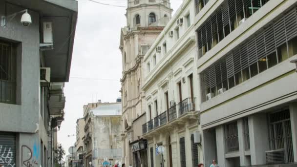 Montevideo Urugwaj Transport Publiczny Ludzie Mieście Historycznych Budynków Landmark Ameryce — Wideo stockowe