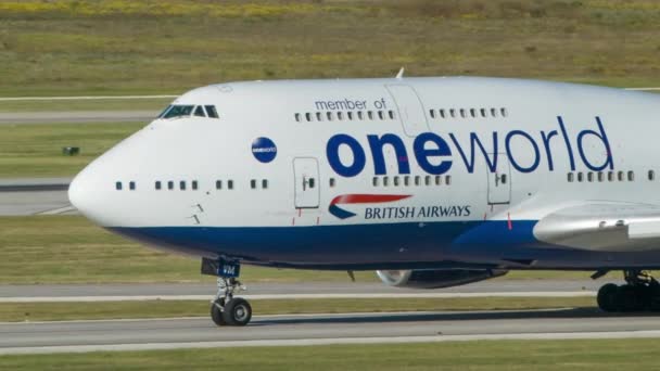 British Airways Boeing 747 400 Ukončení Pojíždění Houstonu Při Vysílání — Stock video
