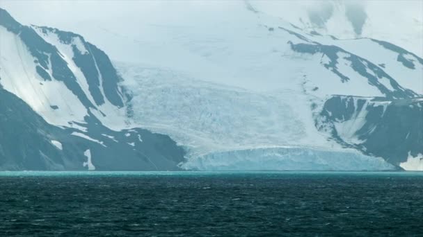 Льодовикова Льодовик Антарктиді Крупним Планом Межує Холодним Південним Океаном — стокове відео