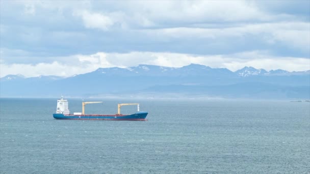 Cargo Ship Beagle Channel South America Close Ushuaia Argentina Chilean — Stock Video