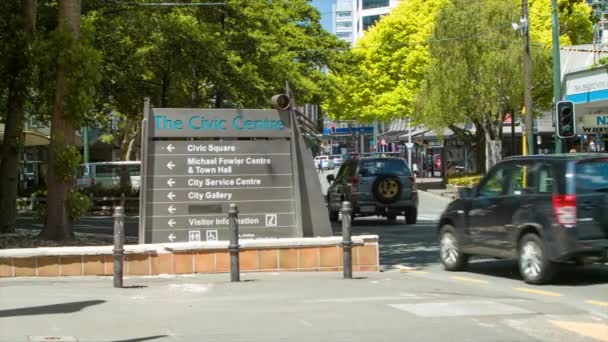 Wellington Civic Center Signalisation Avec Circulation Automobile Les Personnes Pied — Video